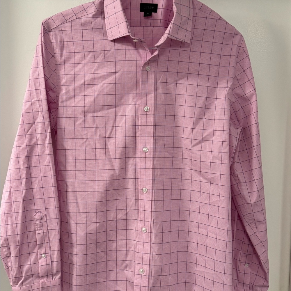 J. Crew Men's Pink Grid Dress Shirt